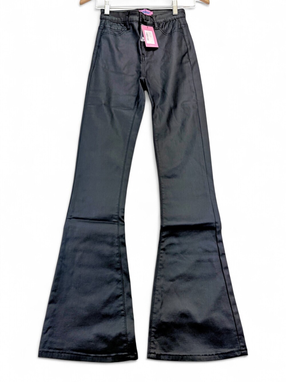 Edikted Black Pleather Flare Pants Size S NWT Faux Leather Coated 1031 Retro